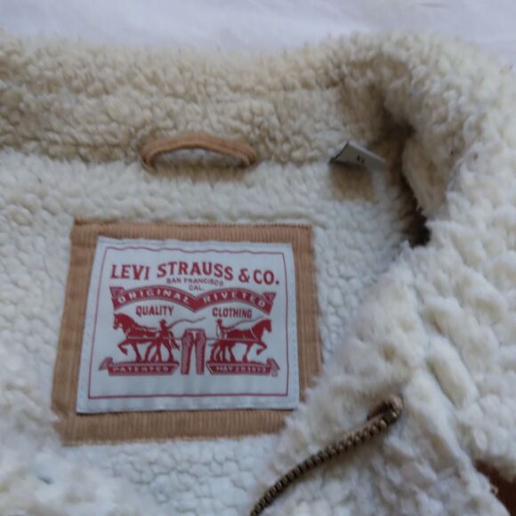 Levi’s Corduroy Trucker Jacket Tan Cotton Sherpa Fleece Lined 90s Y2K Men’s XL - Picture 6 of 16